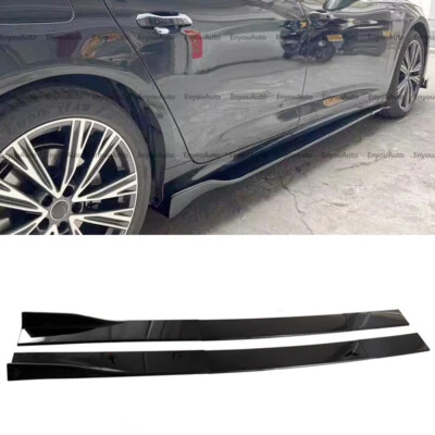 For Volkswagen CC 86" Side Skirt Extension Rocker Panel Splitter Glossy Black Foto 1 de 4