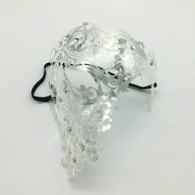 Metal Venetian Mask Masquerade Half Face Party Filigree Rhinestone Diamante - Image 1 of 4