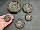 Old 5 Pcs 1915 M.D.W Iron Mercantile Weight Measurement Octagonal Seer Scales