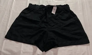 Loft Shorts Womens Small Paperbag High Rise Minimalist Hippie Dark Peasant Black - Picture 1 of 10