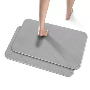 2 Pack Diatomaceous Earth Shower Mat Stone Bath Mat Nonslip Super Absorbent Fast - Picture 1 of 7