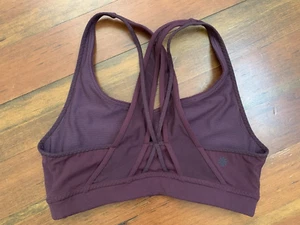 Athleta Sports Bra XS Burgundy Merlot Sheer Mesh Panels Strappy Athleisure Yoga - Picture 1 of 5