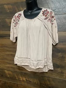 Knox Rose Bluse Top Damen Small BLUSH PINK Boho Blumen bestickt hoher niedriger Saum - Bild 1 von 18