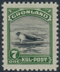 GROENLANDIA. 1945. #12. The American Issue. Sello de arpa de 7 Øre. VF MNH (PK2438) - Imagen 1 de 1