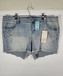 Torrid size 18 Women's polka dot Jean Shorts Denim Distressed Frayed blue  - Picture 1 of 4