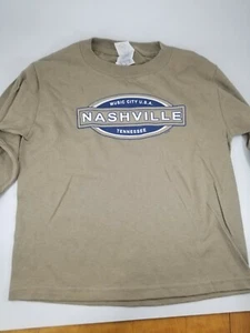 Nashville Tennessee Music City Childs Longsleeve Shirt Tan small 6/7 - Picture 1 of 6