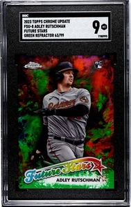 2023 Topps Chrome Update Adley Rutschman Future Stars Green Refractor /99 RC - Picture 1 of 2