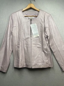 Chaqueta de cuero para mujer Tower Hill Collection perlada lavanda talla 16 nueva con etiquetas - Imagen 1 de 6