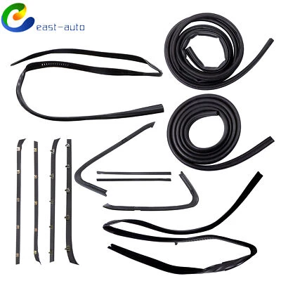 Black 12-Piece Door Weatherstrip Seal Kit For Chevy GMC Pickup Truck 1973-1980 - Изображение 1 из 4