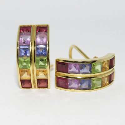 Clipstecker mit Citrin - Amethyst - Topas -Peridot und Turmalin 750/18K Gelbgold - Bild 1 von 4