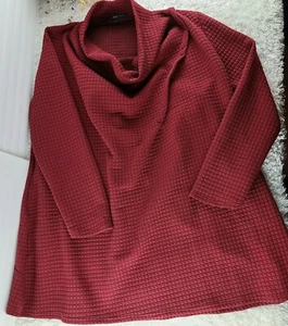 Zanzea burgundy red waffle knit sweatshirt tunic PLUS SIZE 4XL cowl neck (B) - Picture 1 of 10
