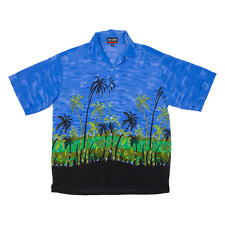IVY CREW Mens Hawaiian Shirt Blue Silk Floral XL