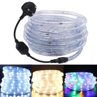 220V 240V LED Rope Tube String Fairy Lights Xmas  Outdoor Garden Lamp + UK Plug - Image 1 of 4