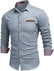 COOFANDY Men's Casual Dress Shirt Button Down Shirts Long-Sleeve Denim Work Shir