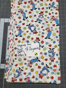 RAGGEDY ANN/ANDY ON WHITE - Sold By The Yard VINTAGE! - Picture 1 of 1
