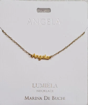 Collar Personalizado Lumiela "Angela" Color Dorado Libre de Níquel NUEVO Inspirador Foto 1 de 2