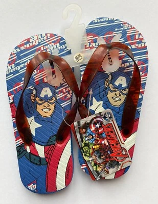 Marvel Avengers Blue Red Summer Flip Flops Shoes Beach Pool BNWT - 10 / 11 UK - Image 1 of 4