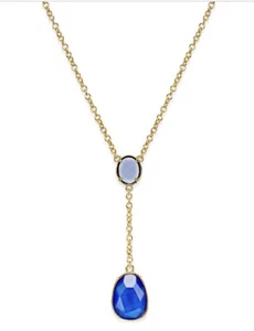 $48 Ralph Lauren Blue Faceted Stone Short Y Necklace Lo #430 - Picture 1 of 5