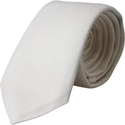 DOLCE & GABBANA Tie White Silk Classic Adjustable Men Necktie Accessory 250usd - Image 1 of 4