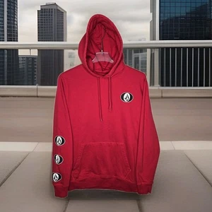 Volcom Mens XL Red Pullover Hoodie Jacket Graphic Print Skate Grunge Goth Skater - Picture 1 of 9