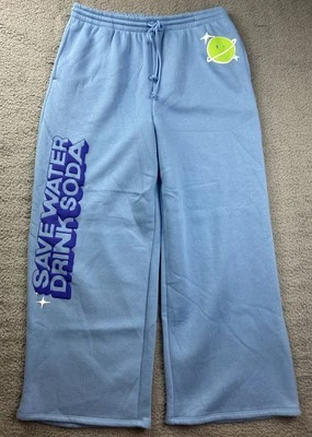 Poppi Fleece Wide Leg Pants Womens XL Blue Drawstring Lounge - Image 1 of 4