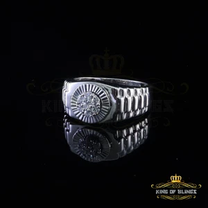 925 Sterling White Silver Round Cubic Zirconia 0.30ct Shiny Men's Ring size 9 - Picture 1 of 11