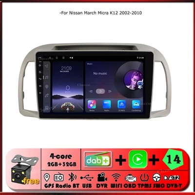 10.1"Android Autoradio GPS SAT Navi DAB Carplay For Nissan March Micra 2002-2010 - Image 1 of 4