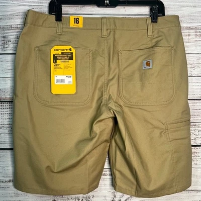 Carhartt Womens 16 Khaki Rugged Professional Series Flex Loose Fit Canvas Shorts - Image 1 of 4
