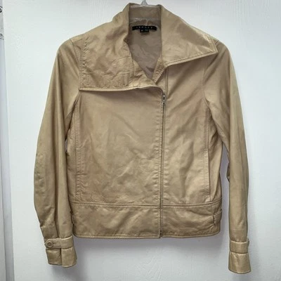 Chaqueta Theory Mujer Cuero Modernista Moto Slade Medio Tostado Foto 1 de 4