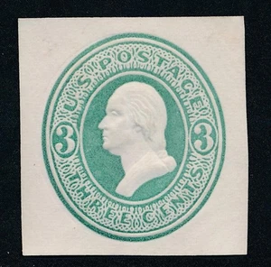UNITED STATES (US) U159 UNUSED VF 3c GREEN CUT SQUARE - Picture 1 of 2