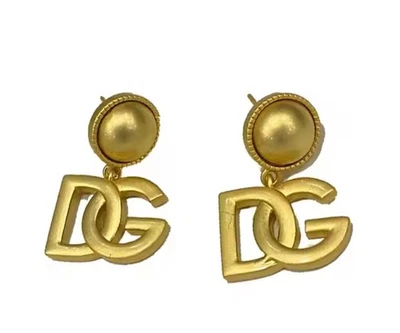 Brincos com logotipo dourado Dolce & Gabbana D&G com caixa - Imagem 1 de 2