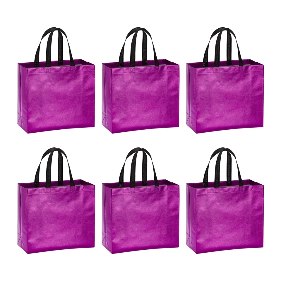 Bolsas de regalo púrpura recubrimiento láser 6 piezas bolsas de regalos reutilizables 12,6" x 4,7" x 11" Foto 1 de 4