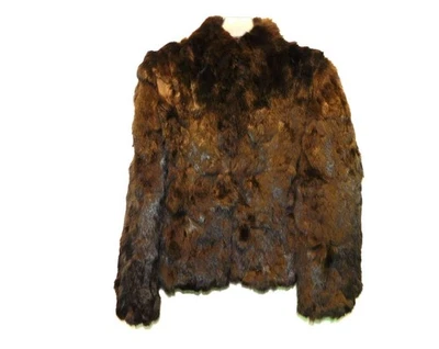Abrigo de piel de conejo marrón oscuro vintage talla L Sergio Valente años 80 invierno fiesta formal Foto 1 de 4