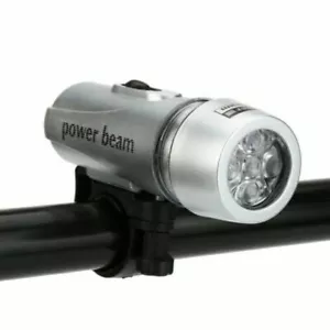 FRONT BIKE LIGHT POWER BEAM 5 LED BRIGHT bicycle cycle mountain headlight torch - Picture 1 of 4