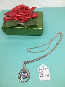 Artesian Made Sterling Silver Amethyst Necklace New