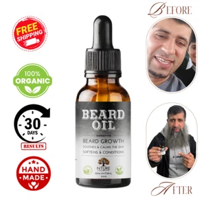 BEARD OIL/SERUM STRONGER, THICKER, TAMED BEARDS, COCONUT JOJOBA GIFT FOR HIM MEN - Picture 1 of 4