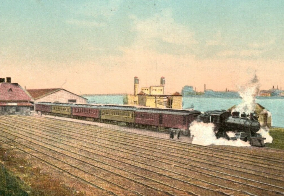Grand Trunk Eastern Flyer Windsor Ontario RR Train Postcard 1919 Germany Steamau - Image 1 of 3
