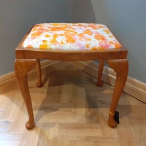 Newly Upholstered Solid Wood Dressing Table Stool Orange Splat by Timerous Beast
