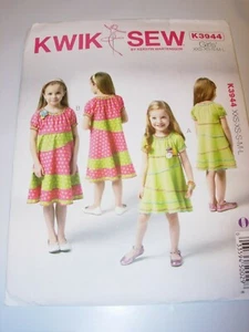 GIRLS CHILDS UNCUT KWIK SEW K3944 Sewing Pattern DRESS FLARE SIZE 3-10 XXS-L - Picture 1 of 3