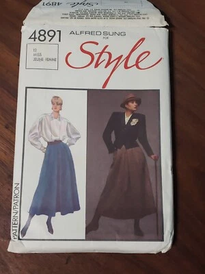 Style Alfred Sung 1986 Sewing Pattern Misses Jacket, Blouse, Skirt Sz 12. Uncut - Image 1 of 4
