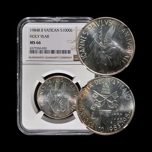 VATICAN CITY. 1984, 1000 Lire, Silver - NGC MS66 - JP2, Holy Year, Redemption - Picture 1 of 5