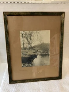 Antique Hand Colored Photo A Meadow Stream J Ranson Anthony in Magnificent Frame - Picture 1 of 9