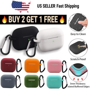 For AirPods 3rd Generation Silicone Case Cover with Keychain Front LED Visible