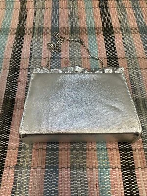 NEW Never Used Hard Case Silver Chain Evening Clutch 1950s Vintage 7x6” Princess - Image 1 of 4