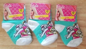 NWT Barbie Safety Toes Socks Sz 4-5.5 Shoe Sz 1-5 (3 Pairs) - Picture 1 of 3