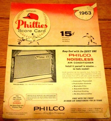 1963 Philadelphia Phillies vs. Cincinnati Reds Score Card  Un-Scored  Pete Rose - Image 1 of 4