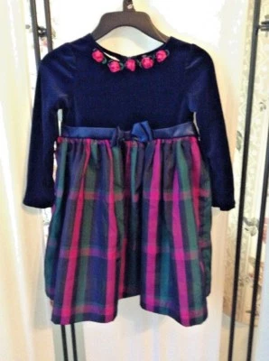 Usado en Excelente Condición Vestido Bordado Floral a Cuadros Little Bitty Niñas Talla Pequeña 5 Foto 1 de 4