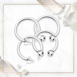 Horseshoe Circular Barbells 8G 4 Pack Pair 316L Steel 5/8" Nipple Ear PA  - Picture 1 of 8