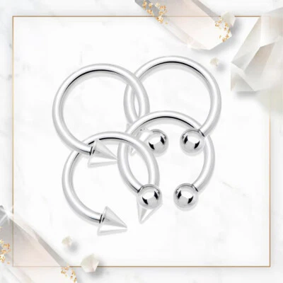 Horseshoe Circular Barbells 8G 4 Pack Pair 316L Steel 5/8" Nipple Ear PA  - Image 1 of 4