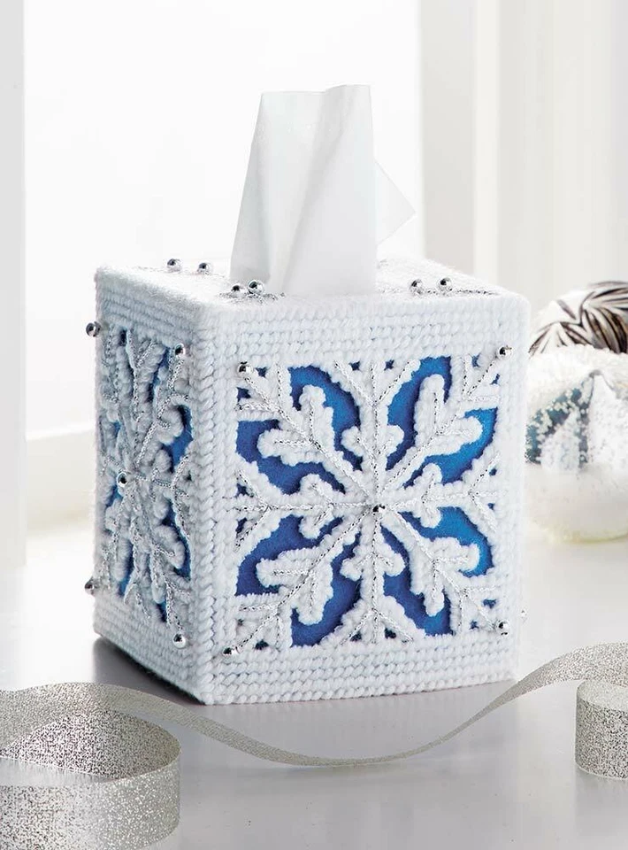 Mary Maxim Snowy Winter Plastic Canvas Tissue box Cover - Image 1 of 1